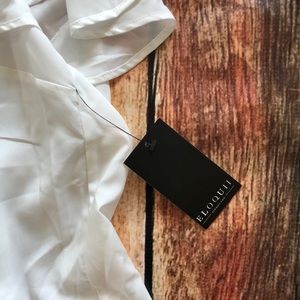 Eloquii professional blouse with flutter sleeve